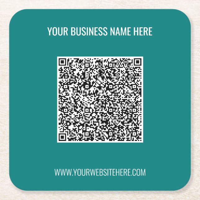 Benutzerdefinierter QR-Code Text Ihr Business Pape Rechteckiger Pappuntersetzer (Vorderseite)