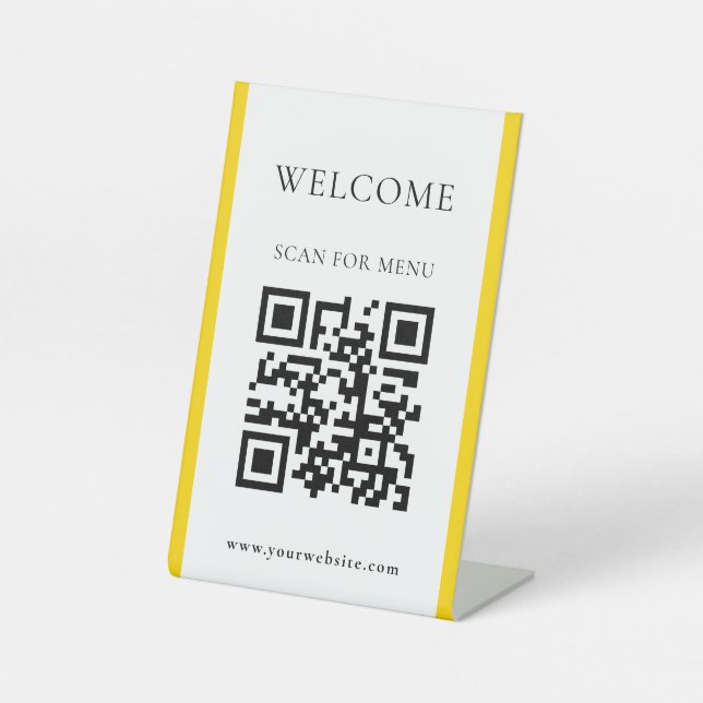Benutzerdefinierter QR-Code Text Modernes Business Sockelschild (Vorderseite)