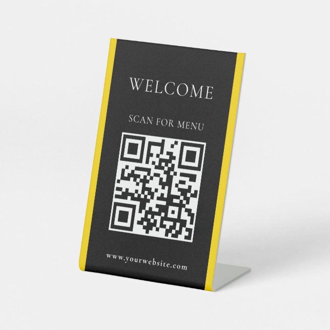 Benutzerdefinierter QR-Code Text Modernes Business Sockelschild (Vorderseite)