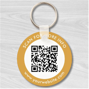 Benutzerdefinierter QR-Code-Text Modernes Gold Wei Schlüsselanhänger