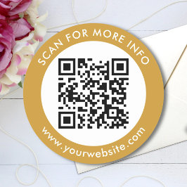 Benutzerdefinierter QR-Code Text Schwarz-weiß Gold Runder Aufkleber