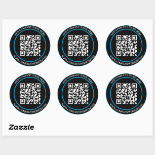 Benutzerdefinierter QR-Code-Text Schwarz Weiß Klas Runder Aufkleber