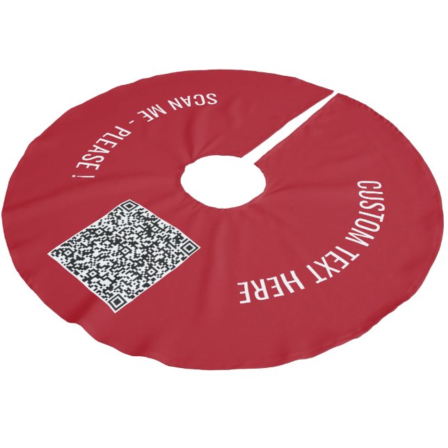 Benutzerdefinierter QR-Code Text und Farbe Weihnac Polyester Weihnachtsbaumdecke (Schrägansicht)
