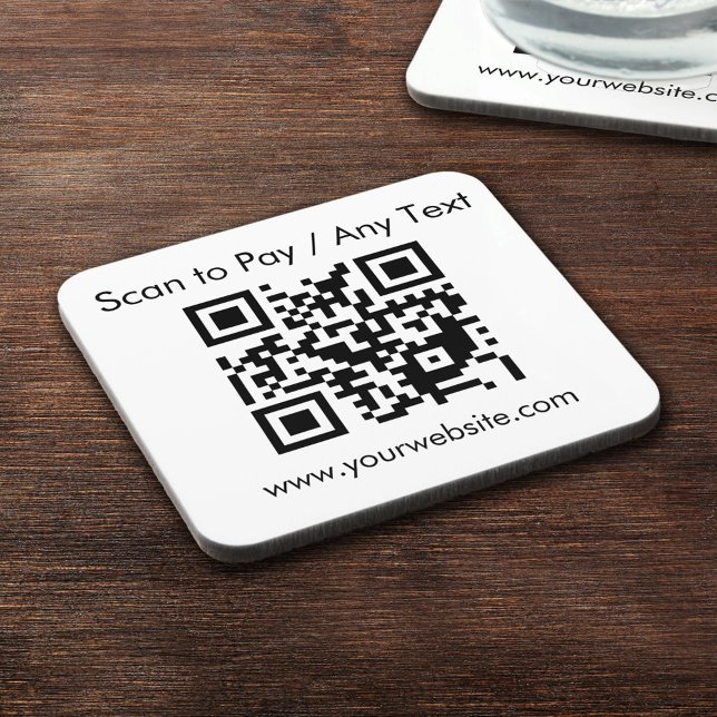 Benutzerdefinierter QR-Code / Text Weißer Quadrat- Getränkeuntersetzer (Von Creator hochgeladen)