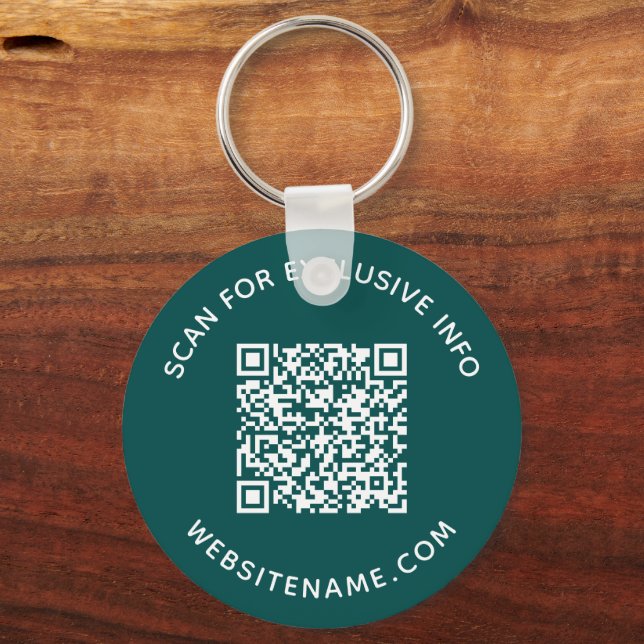 Benutzerdefinierter QR-Code und Aquamariner Text-C Schlüsselanhänger (Vorderseite)