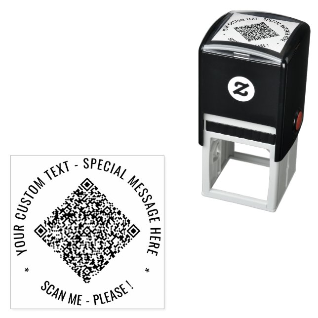 Benutzerdefinierter QR-Code und Briefmarke zur Tex Permastempel (Beispiel)