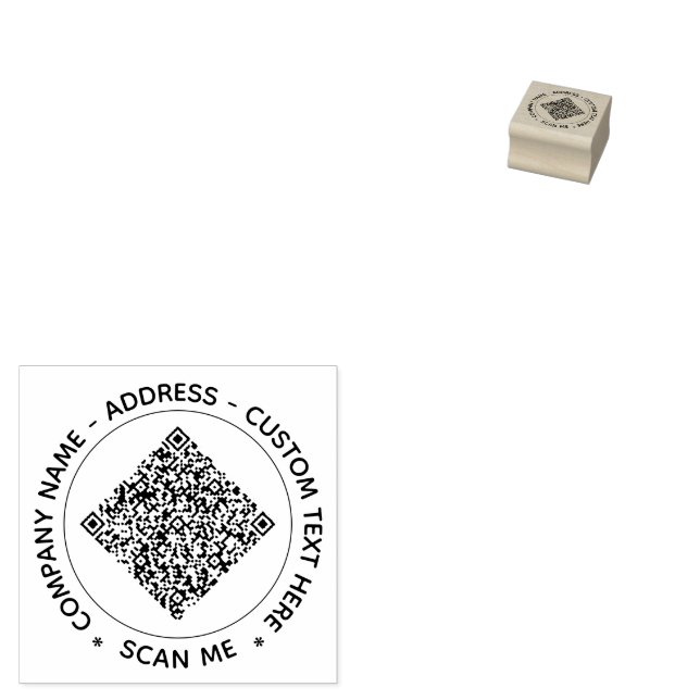 Benutzerdefinierter QR-Code und Text - Beispiel fü Gummistempel (Stempel)
