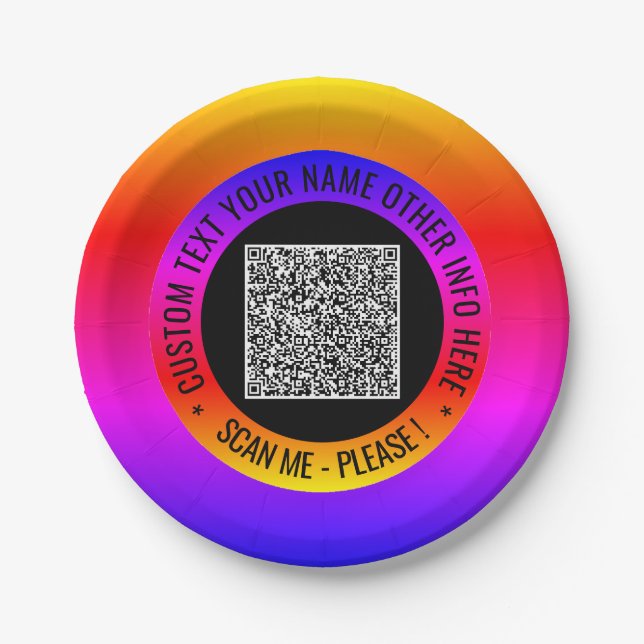 Benutzerdefinierter QR-Code und Text für die Telle Pappteller (Vorderseite)