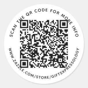 Benutzerdefinierter QR-Code und Text-Geschenklabel Runder Aufkleber