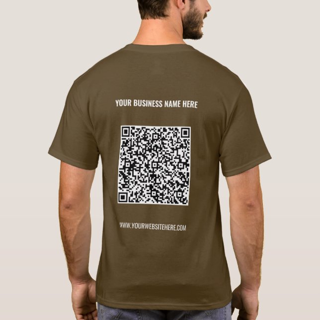 Benutzerdefinierter QR-Code und Text Ihres Busines T-Shirt (Rückseite)