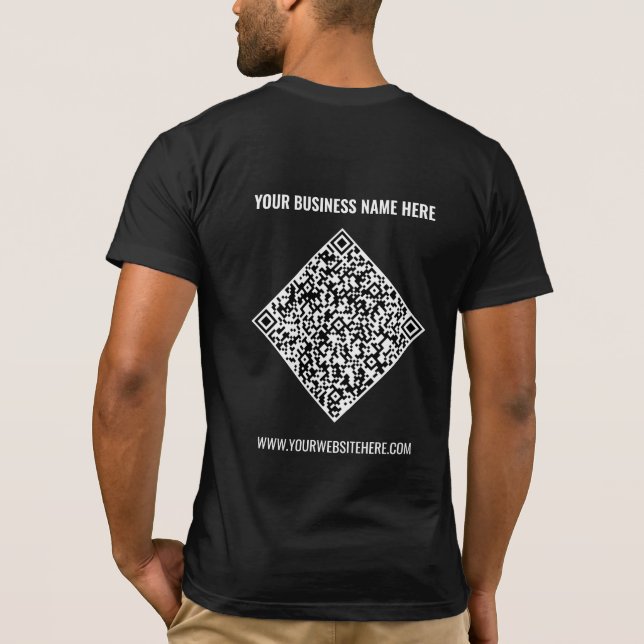 Benutzerdefinierter QR-Code und Text Ihres Busines T-Shirt (Rückseite)