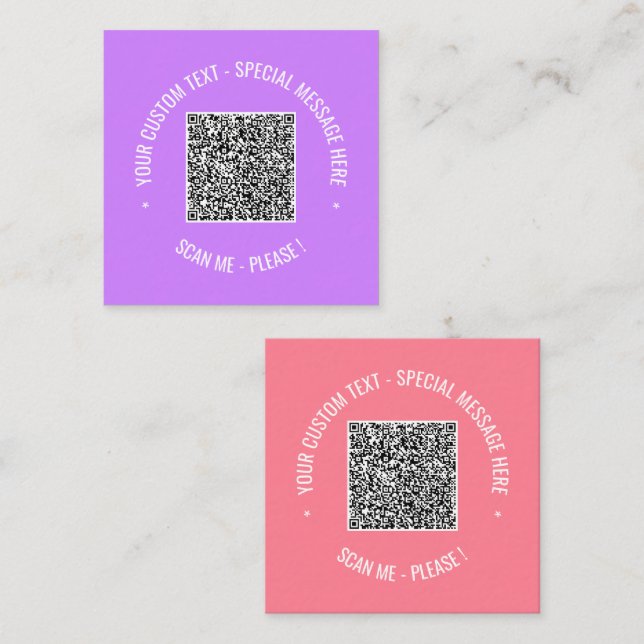 Benutzerdefinierter QR-Code und Text-Visitenkarte  Quadratische Visitenkarte (Vorne/Hinten)