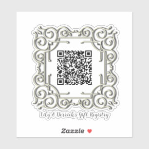 Benutzerdefinierter QR-Code Verzierte Frame Weddin Aufkleber