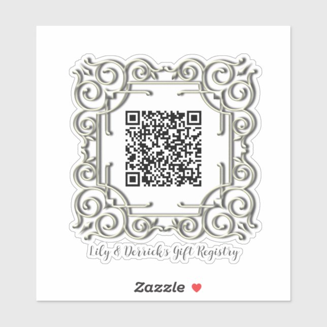 Benutzerdefinierter QR-Code Verzierte Frame Weddin Aufkleber (Blatt)