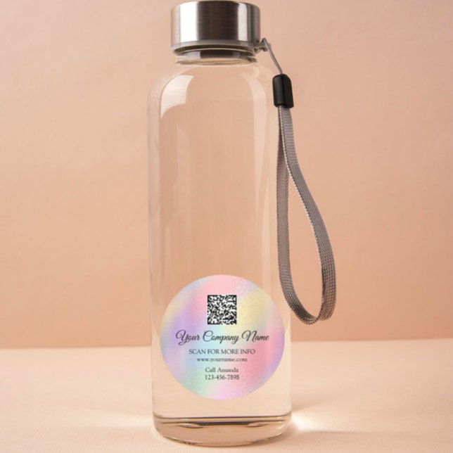 Benutzerdefinierter QR-Code Werbeaktion Rose Ombre Runder Aufkleber (Custom Logo QR Code Promotional Rose Ombre Pink Classic Round Sticker)