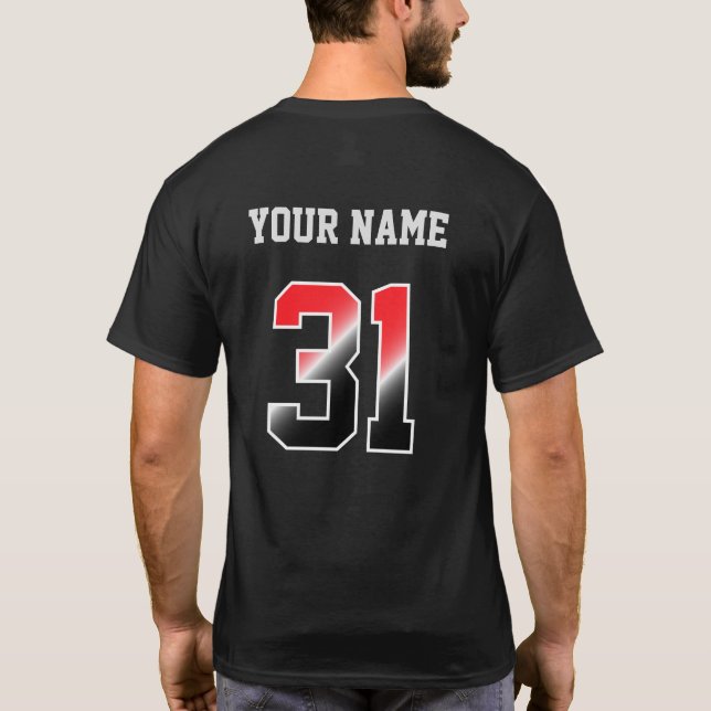 Benutzerdefinierter Red Number 31 Personalisierter T-Shirt (Rückseite)