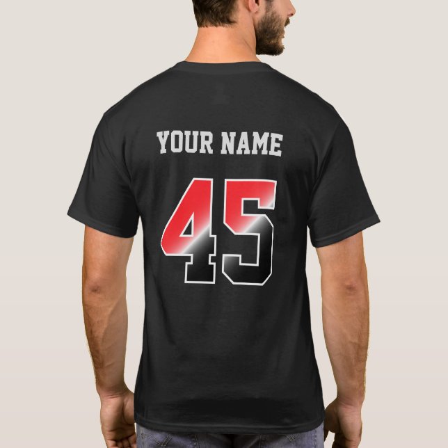 Benutzerdefinierter Red Number 45 Personalisierter T-Shirt (Rückseite)