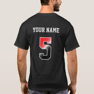 Benutzerdefinierter Red Number 5 Personalisierter T-Shirt
