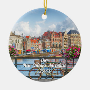 Benutzerdefinierter Reise-Foto-Weihnachtsbaum Keramik Ornament