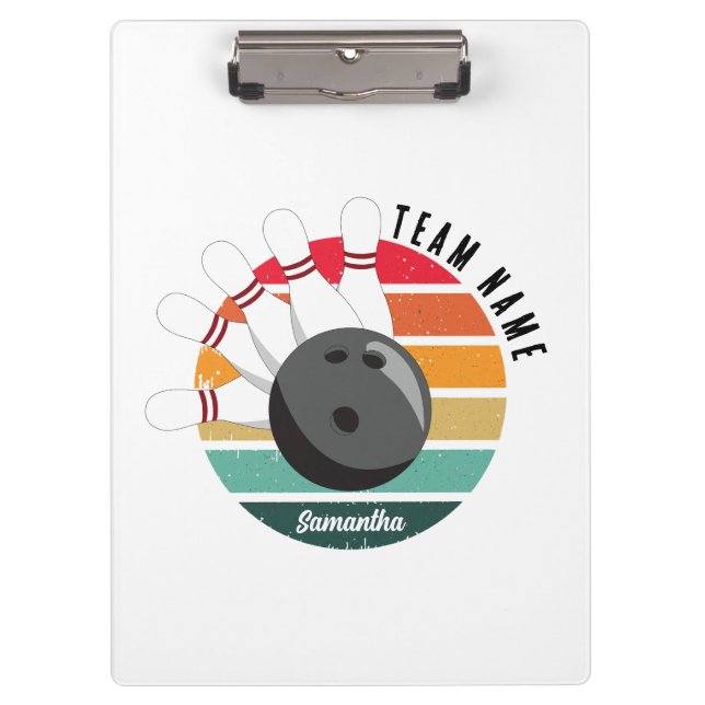 Benutzerdefinierter Retro-Bowling-Buttone Team- un Klemmbrett (Vorderseite)