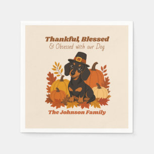 Benutzerdefinierter Retro-Dachshund Thanksgiving H Serviette