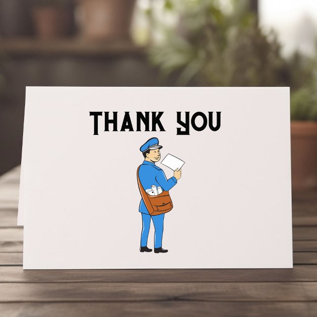 Benutzerdefinierter Retro-E-Mail-Carrier geklappt  Dankeskarte (Retro Mail man Mail carrier thank you card.)