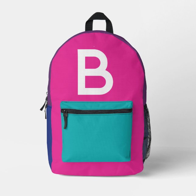 Benutzerdefinierter Retro-Farbenblock Initialien R Bedruckter Rucksack (Vorderseite)