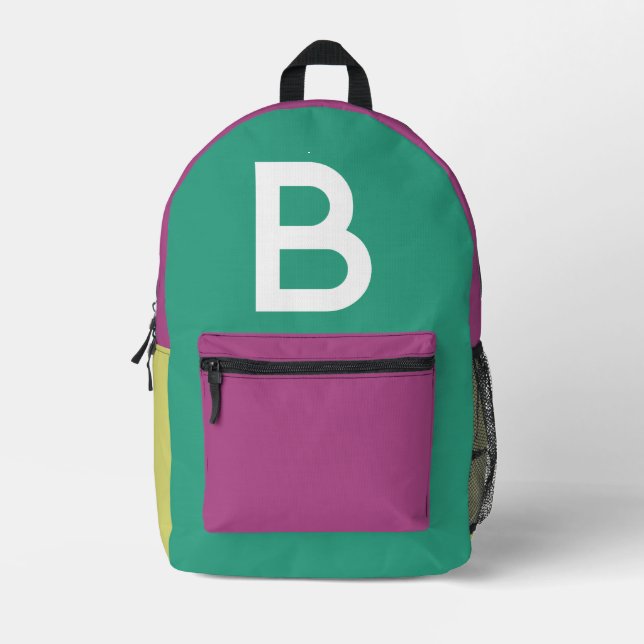 Benutzerdefinierter Retro-Farbenblock Initialien-R Bedruckter Rucksack (Vorderseite)