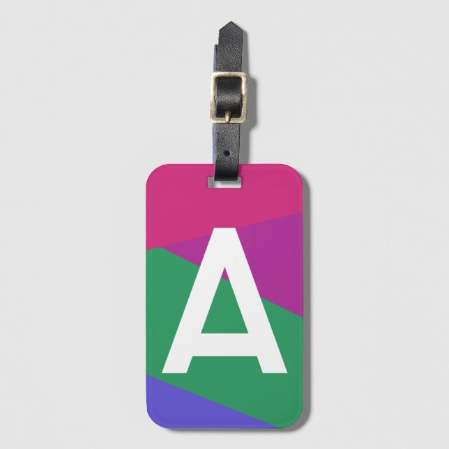 Benutzerdefinierter Retro-Farbenblock-Monogramm Gepäckanhänger (Vorderseite Vertikal)