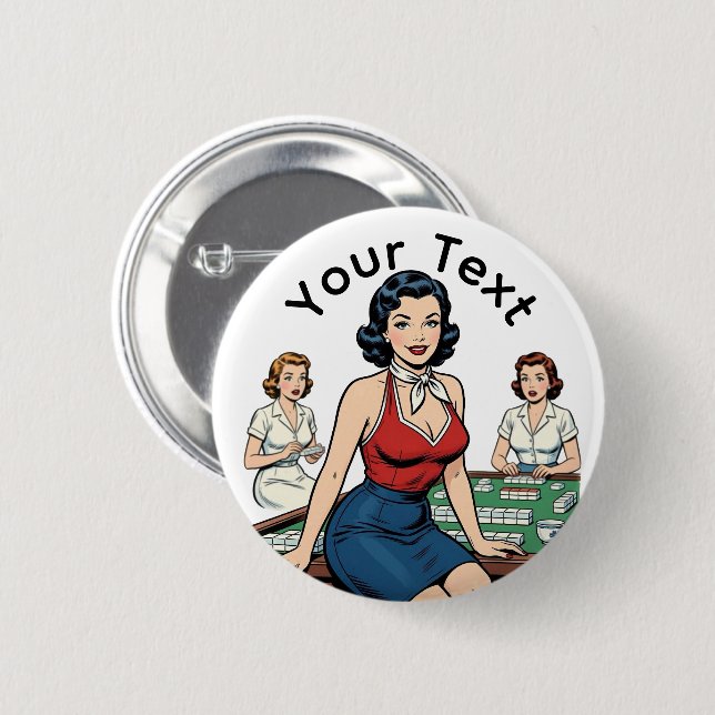 Benutzerdefinierter Retro-Mahjong-Text Geschenk zu Button (Vorne & Hinten)