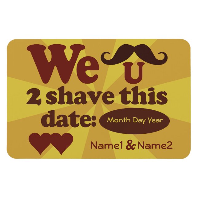 Benutzerdefinierter Retro-Mustache-Rett-The-Date-M Magnet (Horizontal)