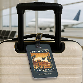 Benutzerdefinierter Retro-Reiseplakat Phoenix Ariz Gepäckanhänger