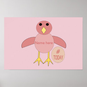 Benutzerdefinierter rosa Geburtstags-Girl-Chick Po Poster
