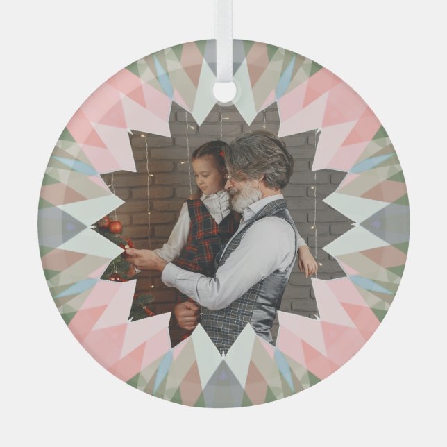 Benutzerdefinierter Rosa Grauer Weihnachtsstern Fa Ornament Aus Glas (Vorderseite)