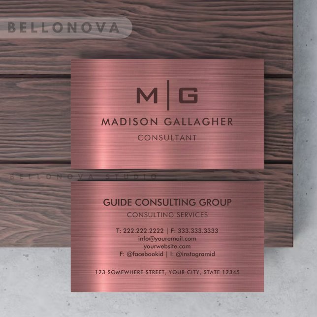 Benutzerdefinierter rosa Lila Metallstil Beruflich Visitenkarte (Custom Pink Purple Metal Style Professional Business Card)