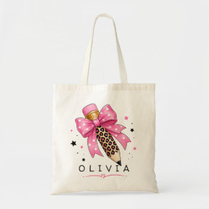 Benutzerdefinierter rosa Punkte-Schleife Leopard B Tragetasche