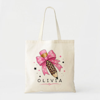 Benutzerdefinierter rosa Punkte-Schleife Leopard B Tragetasche