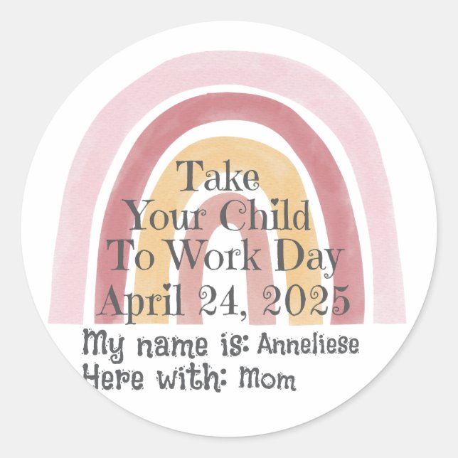 Benutzerdefinierter rosa Regenbogen bringt Ihr Kin Runder Aufkleber (Vorderseite)