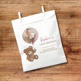 Benutzerdefinierter rosa Teddybär zum ersten Gebur Geschenktütchen