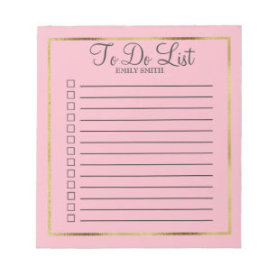 Benutzerdefinierter rosa und goldener Notizblock