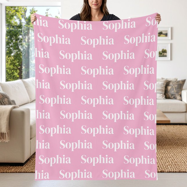 Benutzerdefinierter rosa wiederholender Name Fleecedecke (Von Creator hochgeladen)