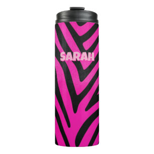 Benutzerdefinierter rosa Zebradruck Thermosbecher
