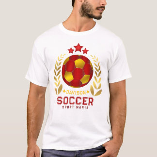 Benutzerdefinierter roter und goldener Fußball-Lor T-Shirt