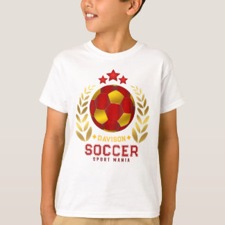 Benutzerdefinierter roter und goldener Fußball-Lor T-Shirt