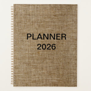 Benutzerdefinierter Rustikaler Jute-Natur-2026-Pla Planer