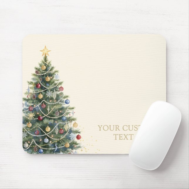 Benutzerdefinierter Rustikaler Wasserfarbe-Weihnac Mousepad (Mit Mouse)