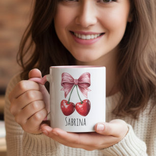 Benutzerdefinierter "Sabrina" Kirsch- und rosa Sch Tasse