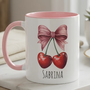Benutzerdefinierter "Sabrina" Kirsch- und rosa Sch Tasse