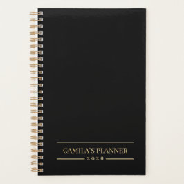 Benutzerdefinierter Samt-Schwarz-Minimal-Kalender Planer