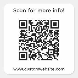 Benutzerdefinierter Scan für weitere Infos QR-Code Quadratischer Aufkleber